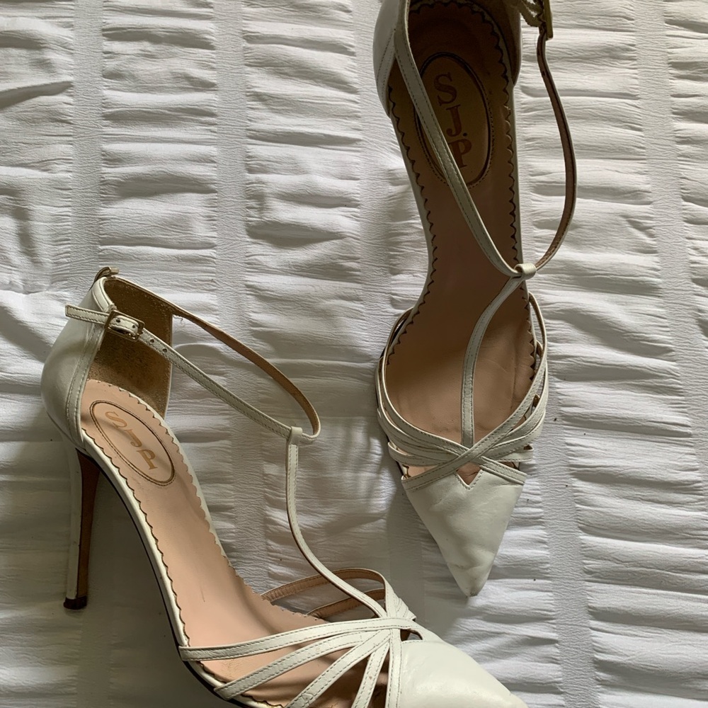 SJP by Sarah Jessica Parker Carrie White Strappy Heels